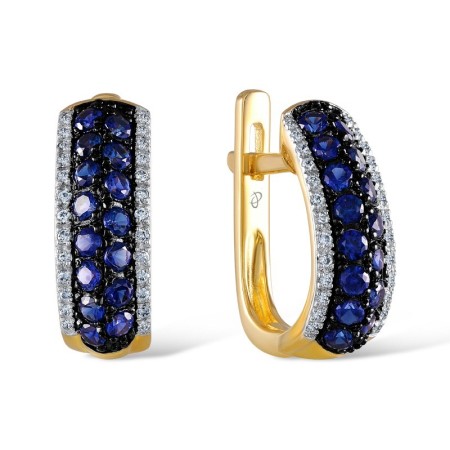 Sterling Silver w/ Yellow Plating Earrings Blue Nano Cubic Zirconia,White Cubic Zirconia (E305596CRSZSY925)