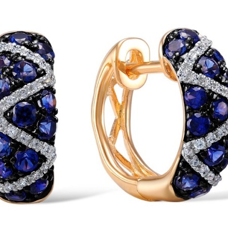 Sterling Silver w/ Rose Plating Earrings Blue Nano Cubic Zirconia,White Cubic Zirconia (E305598CRSZSR925)