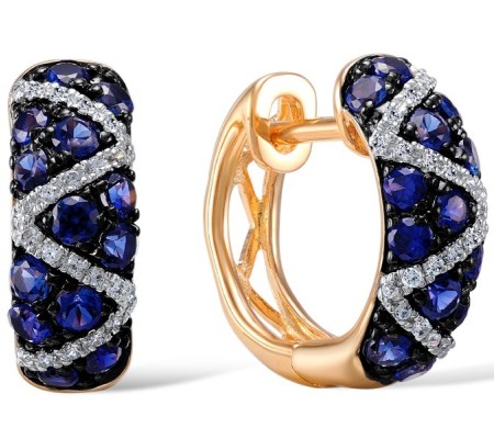 14KRWB Earrings Blue Sapphire,Diamond (E305598SAP14KRWB)