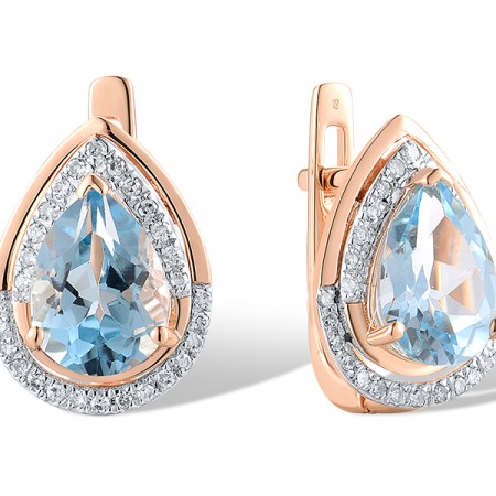 14KRW Earrings Blue Topaz (Sky Blue),Diamond (E305605BKT14KRW)