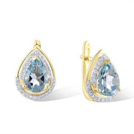14KYW Earrings Blue Topaz (Sky Blue),Diamond (E305605BKT14KYW)