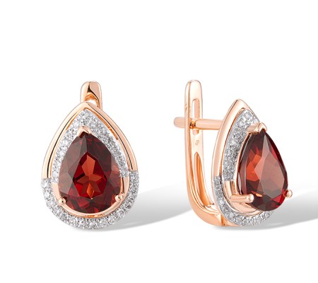 14KRW Earrings Diamond,Garnet (E305605GAN14KRW)