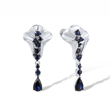 14KWB Earrings Blue Sapphire,Diamond (E305638SAP14KWB)