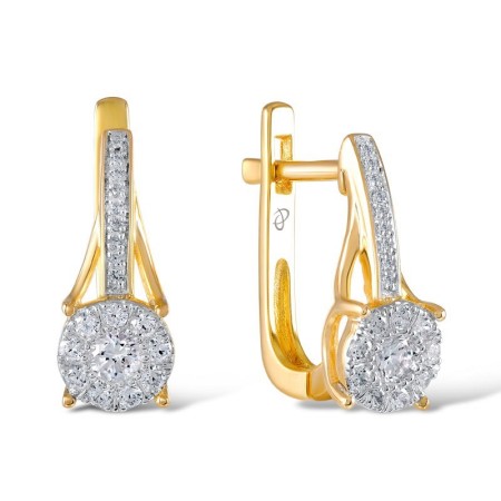 Sterling Silver w/ Yellow Plating Earrings White Cubic Zirconia (E305692WCZSY925)