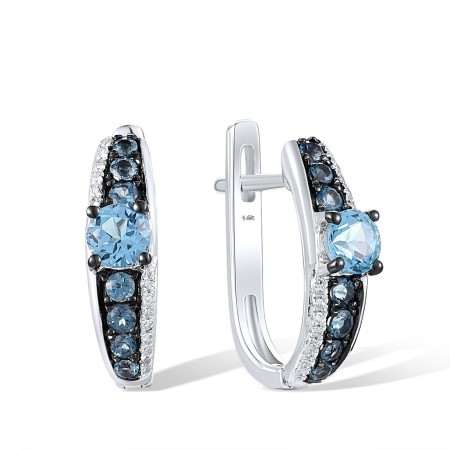14KWB Earrings Blue Topaz (Swiss Blue),Diamond,London Blue Topaz (E306057BLL14KWB)