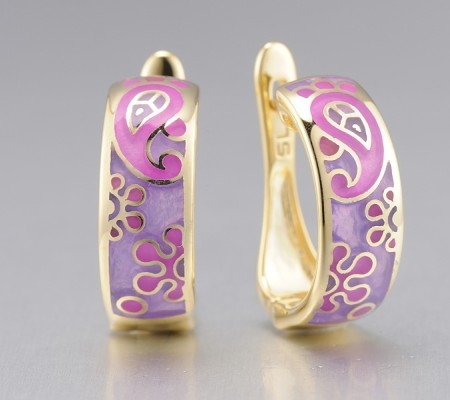 Sterling Silver w/ Yellow Plating Earrings Enamel (E306090ENM1SY925)