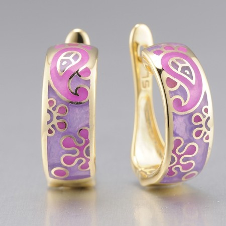 Sterling Silver w/ Yellow Plating Earrings Enamel (E306090ENM1SY925)