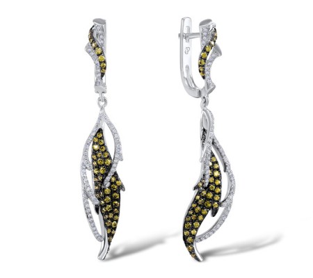 Sterling Silver Earrings Peridot Cubic Zirconia,White Cubic Zirconia (E306156WPZSL925)