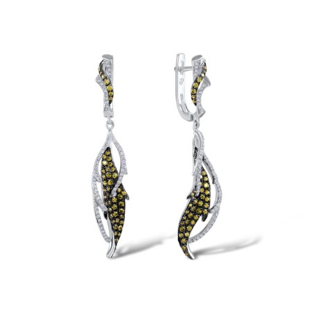 Sterling Silver Earrings Peridot Cubic Zirconia,White Cubic Zirconia (E306156WPZSL925)