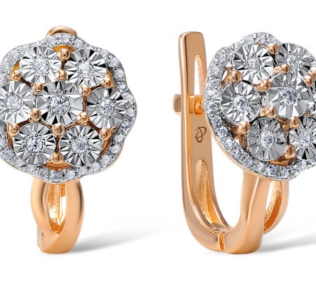 Sterling Silver w/ IONIC ROSE PLATING Earrings White Cubic Zirconia (E306227WCZSQ925)