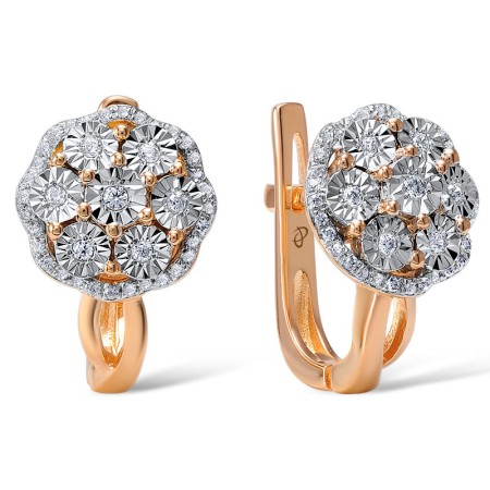 Sterling Silver w/ IONIC ROSE PLATING Earrings White Cubic Zirconia (E306227WCZSQ925)