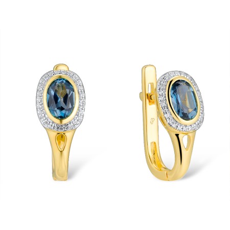 14KYW Earrings London Blue Topaz,Diamond (E306229LDB14KYW)