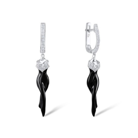 Sterling Silver Earrings Enamel,White Cubic Zirconia (E306318ENASL925)