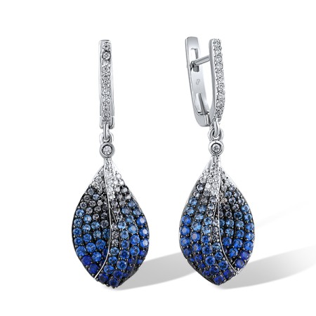 Sterling Silver Earrings White Cubic Zirconia,Blue Spinel (E306360BLZSL925)
