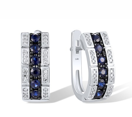 14KWB Earrings Blue Sapphire,Diamond (E306380SAP14KWB)