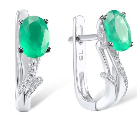 14KWB Earrings Diamond,Emerald (E306406EMR14KWB)