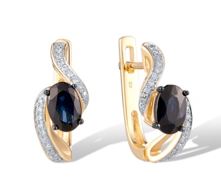 14KYWB Earrings Blue Sapphire,Diamond (E306443SAP14KYWB)