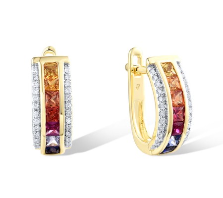 14KYW Earrings Diamond,Multi Colour Stone (E306446MUL14KYW)