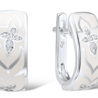 Sterling Silver Earrings White Cubic Zirconia,Enamel (E306588ENASL925)