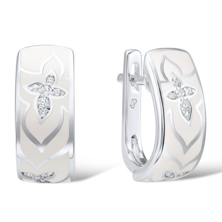 Sterling Silver Earrings White Cubic Zirconia,Enamel (E306588ENASL925)