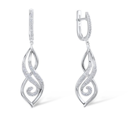 Sterling Silver Earrings Created white sapphire (E306634CWSSL925)