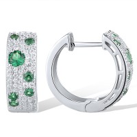 Sterling Silver Earrings Green Spinel,White Cubic Zirconia (E306887GSZSL925)
