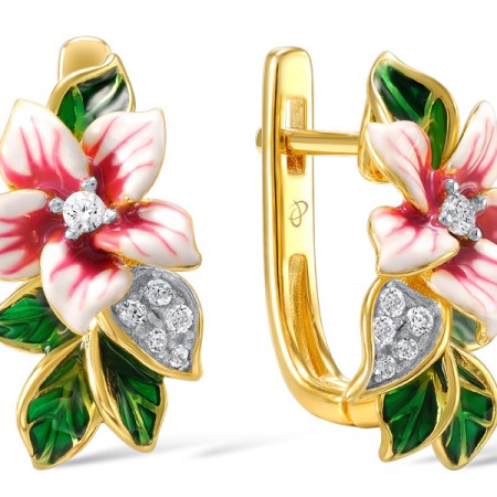 IONIC YELLOW PLATING Earrings White Cubic Zirconia,Enamel (E306965ENASP925)