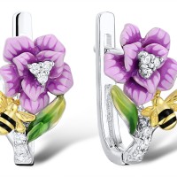 IONIC YELLOW PLATING Earrings Enamel,White Cubic Zirconia (E306970ENASP925)