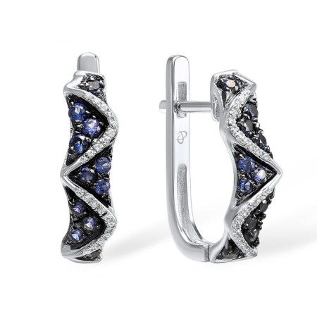 Sterling Silver Earrings Blue Nano Cubic Zirconia,White Cubic Zirconia (E307171CRSZSL925)