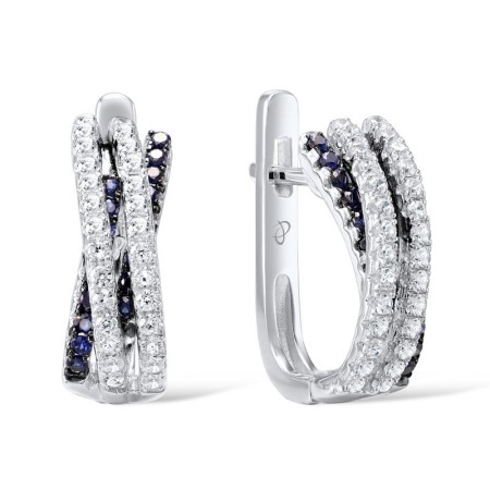 Sterling Silver Earrings Blue Nano Cubic Zirconia,White Cubic Zirconia (E307176CRSZSL925)