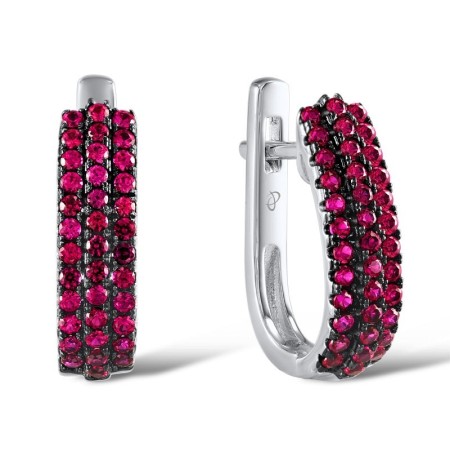 Sterling Silver Earrings Created Ruby (E307178CRUSL925)