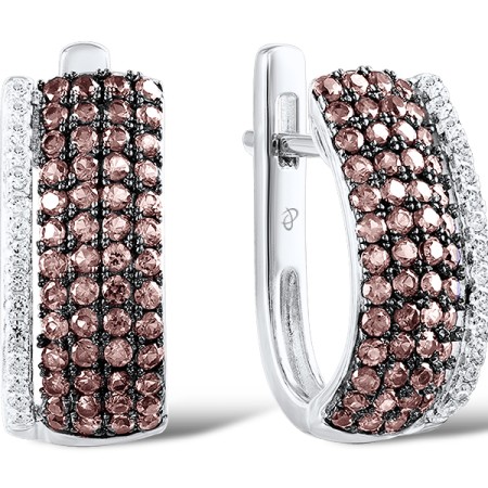Sterling Silver w/ Black White Plating Earrings White Cubic Zirconia,Chocolate CZ (E307204CHWZSK925)