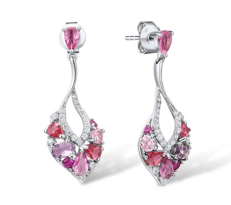Sterling Silver Earrings Created Ruby,Pink Cubic Zirconia,Pink Glass,Purple Glass,White Cubic Zirconia (E307248MULSL925)