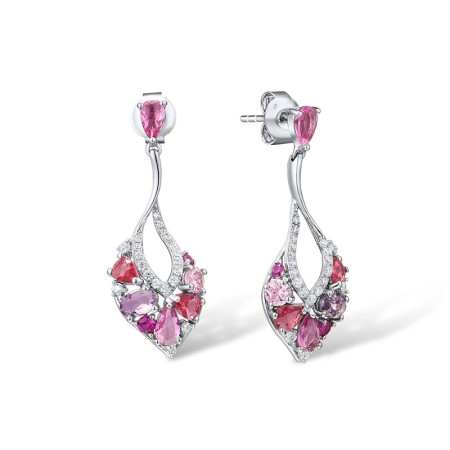 Sterling Silver Earrings Created Ruby,Pink Cubic Zirconia,Pink Glass,Purple Glass,White Cubic Zirconia (E307248MULSL925)