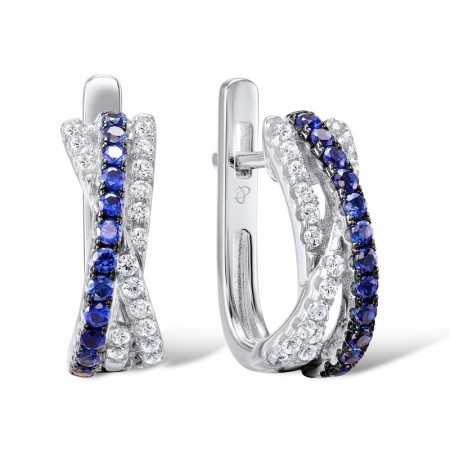 Sterling Silver Earrings Blue Nano Cubic Zirconia,White Cubic Zirconia (E307282CRSZSL925)