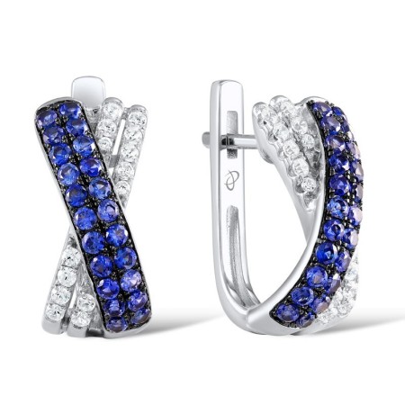 Sterling Silver Earrings Blue Nano Cubic Zirconia,White Cubic Zirconia (E307283CRSZSL925)