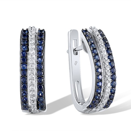 Sterling Silver Earrings White Cubic Zirconia,Blue Nano Cubic Zirconia (E307289CRSZSL925)