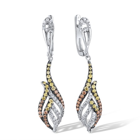 Sterling Silver Earrings White Cubic Zirconia,Yellow Cubic Zirconia,Champagne Cubic Zirconia (E307298CWYZSL925)