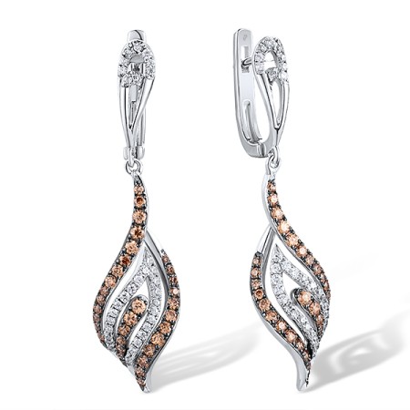 Sterling Silver Earrings Champagne Cubic Zirconia,White Cubic Zirconia (E307302CWZSL925)