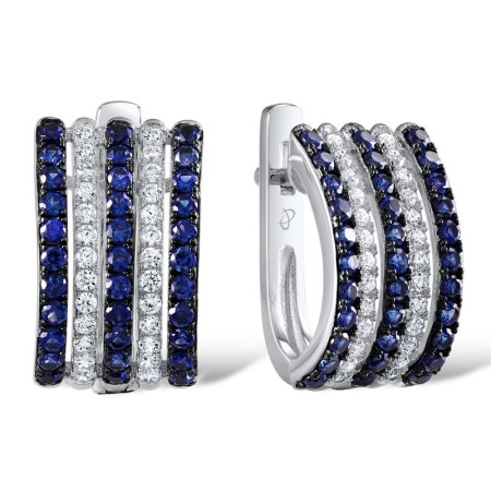Sterling Silver Earrings Blue Nano Cubic Zirconia,White Cubic Zirconia (E307306CRSZSL925)