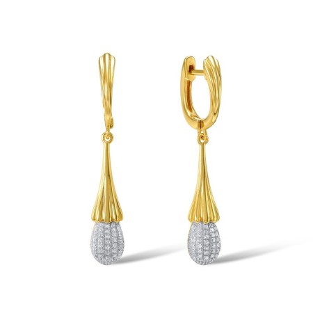 Sterling Silver w/ Yellow Plating Earrings White Cubic Zirconia (E307357WCZSY925)