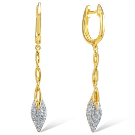 Sterling Silver w/ Yellow Plating Earrings White Cubic Zirconia (E307358WCZSY925)