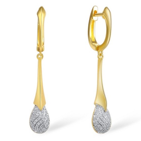 Sterling Silver w/ Yellow Plating Earrings White Cubic Zirconia (E307361WCZSY925)