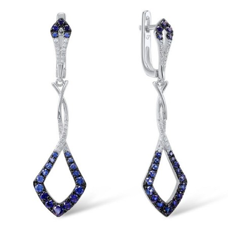 Sterling Silver Earrings Blue Nano Cubic Zirconia,White Cubic Zirconia (E307418CRSZSL925)