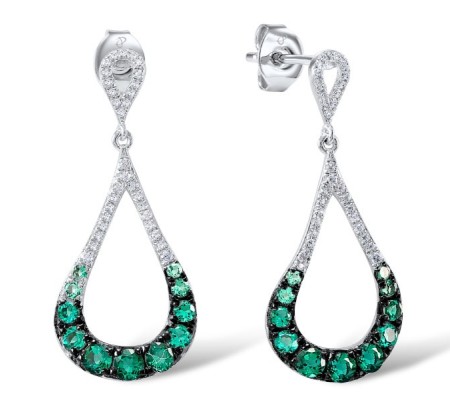 10KWB Earrings Created Emerald,Created white sapphire (E307420CEW10KWB)