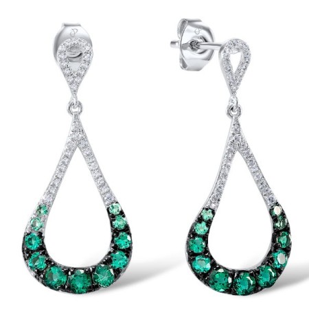 10KWB Earrings Created Emerald,Created white sapphire (E307420CEW10KWB)