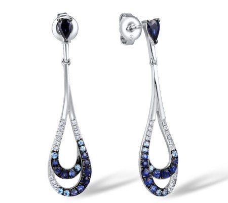 Sterling Silver Earrings White Sapphire,Blue Sapphire,Blue Topaz - SIGNITY (E307424SBSAWSL925)