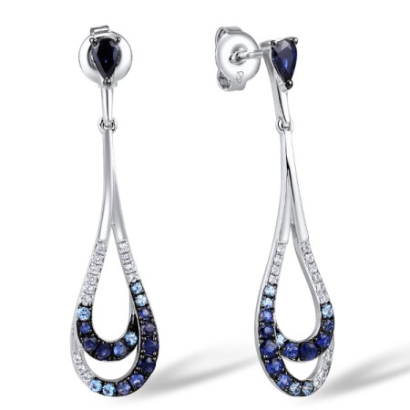 Sterling Silver Earrings White Sapphire,Blue Sapphire,Blue Topaz - SIGNITY (E307424SBSAWSL925)
