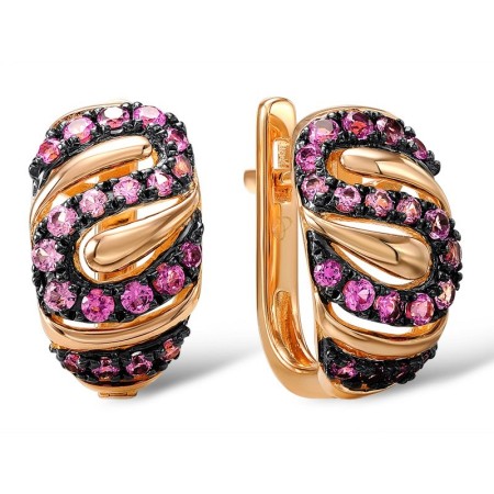 Sterling Silver w/ Rose Plating Earrings Created Pink Sapphire (E307425CPSSR925)