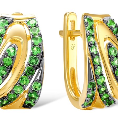 Sterling Silver w/ Yellow Plating Earrings Green Garnet (E307427GNGSY925)